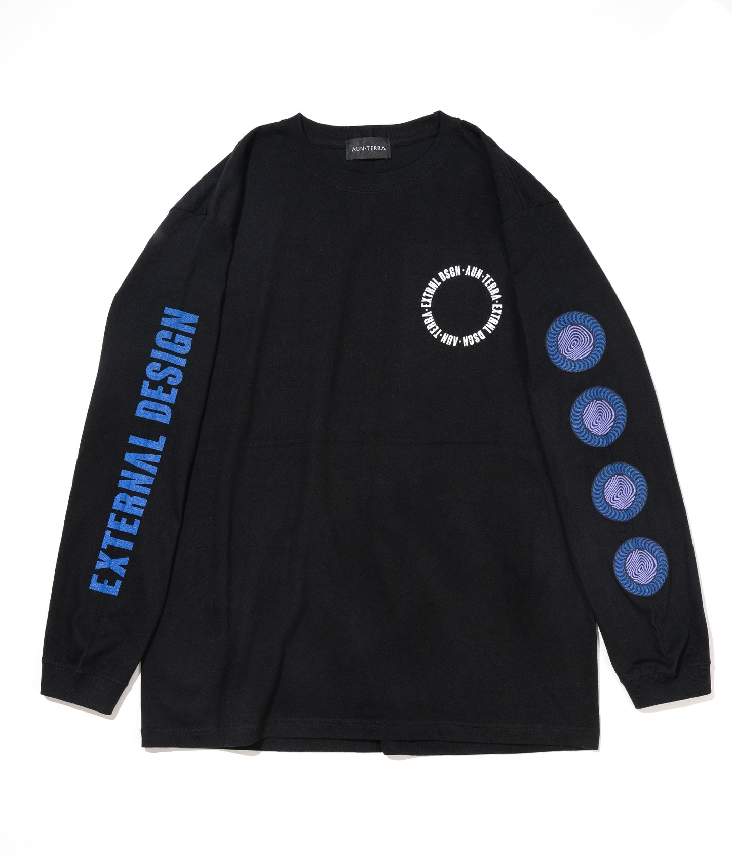 AUN・TERRA X EXTERNAL DESIGN X FJ ALTERNATIVE Long-sleeved T-shirt. BLACK