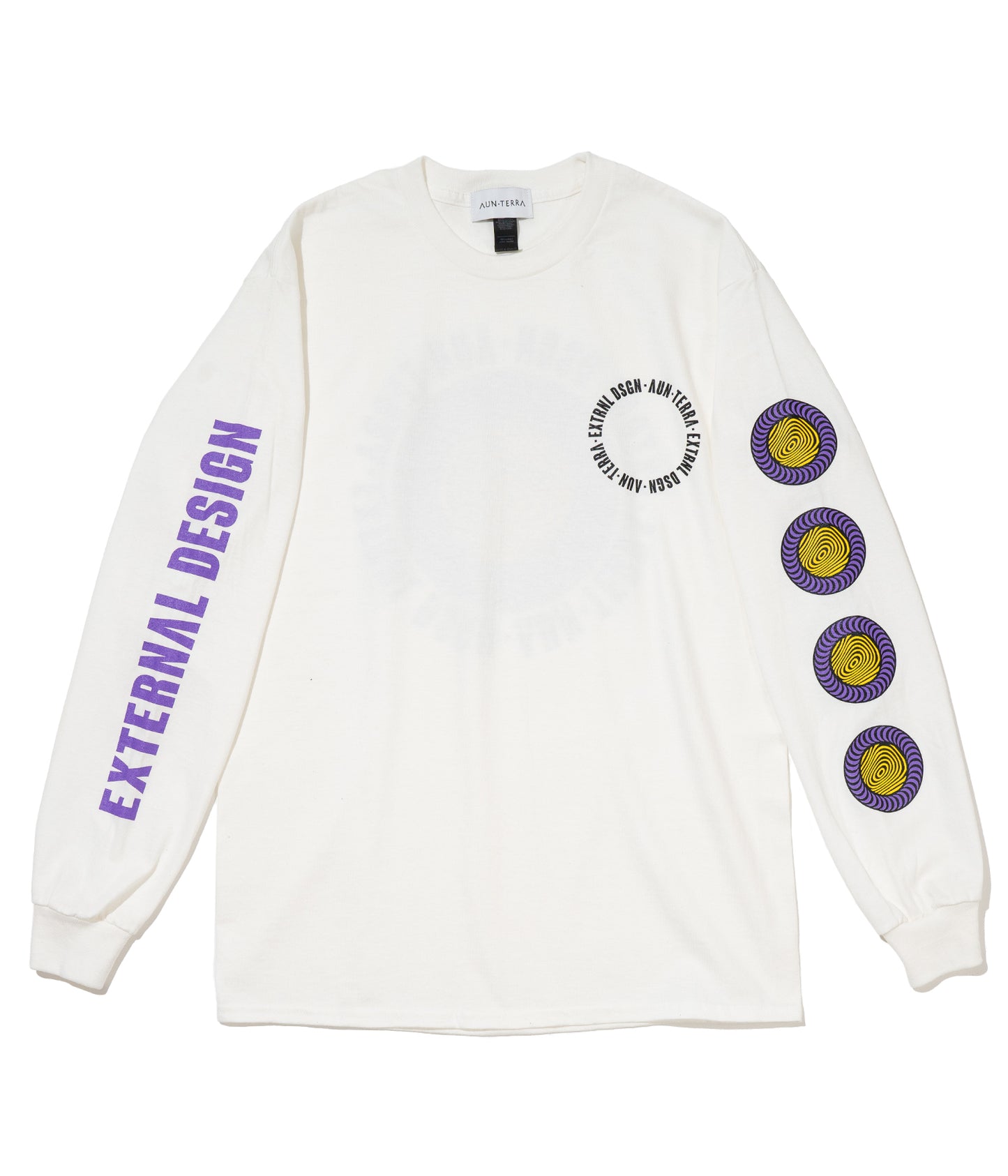 AUN・TERRA X EXTERNAL DESIGN X FJ ALTERNATIVE Long-sleeved T-shirt. WHITE