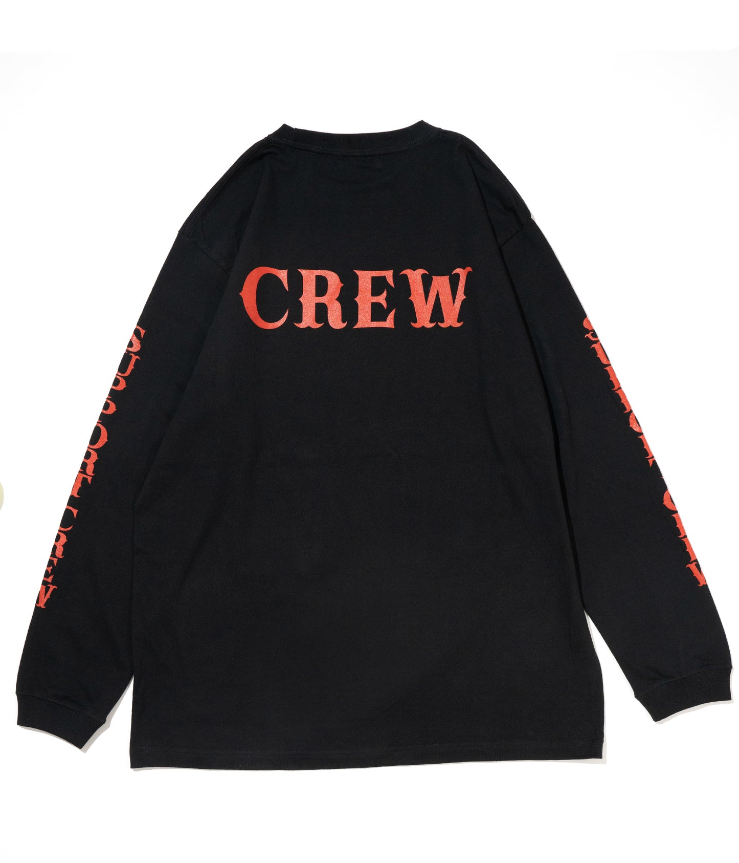 AUN・TERRA X EXTERNAL DESIGN X FJ FJ CREW Long-sleeved T-shirt. BLACK x RED