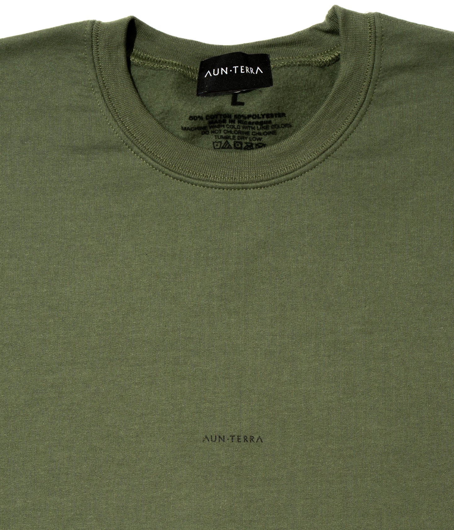 AUN・TERRA. IN LINE SMALL LOGO SWEAT MILITARY GREEN