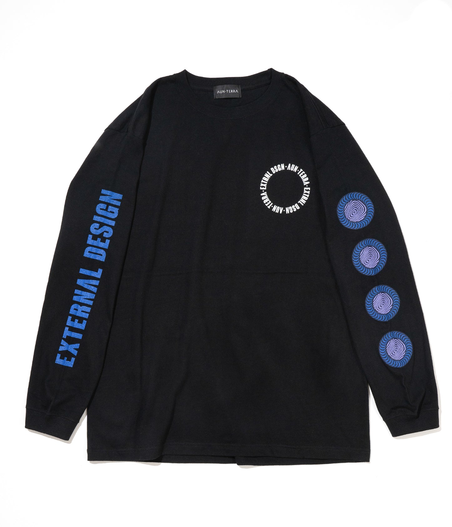 AUN・TERRA X EXTERNAL DESIGN X FJ  ALTERNATIVE Long-sleeved T-shirt.  BLACK