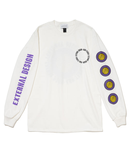 AUN・TERRA X EXTERNAL DESIGN X FJ  ALTERNATIVE Long-sleeved T-shirt.  WHITE