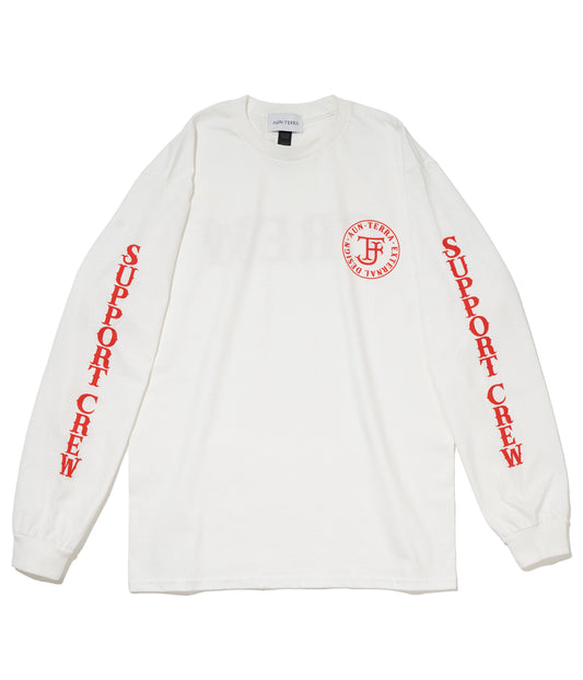 AUN・TERRA X EXTERNAL DESIGN X FJ  FJ CREW Long-sleeved T-shirt.t  WHITE x RED