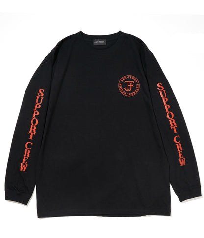 AUN・TERRA X EXTERNAL DESIGN X FJ  FJ CREW Long-sleeved T-shirt.  BLACK x RED